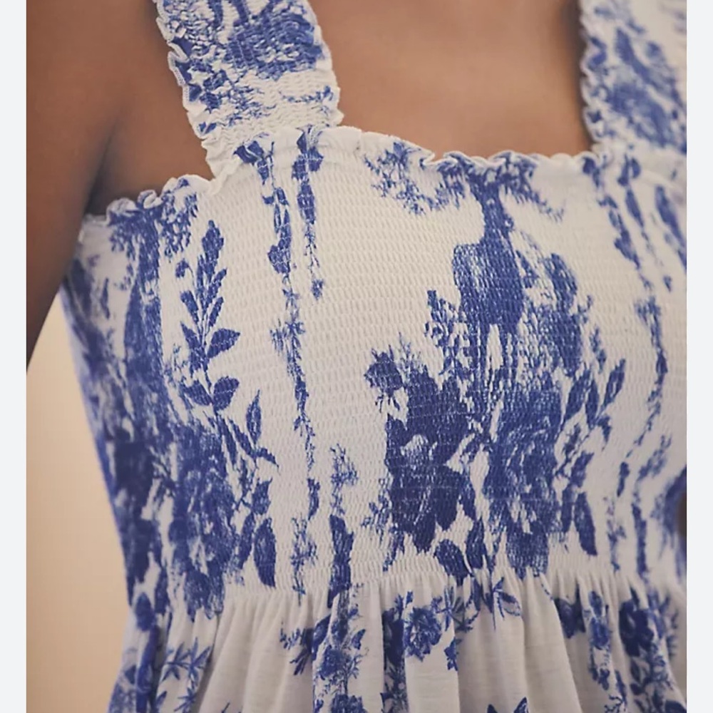 Conditions Apply Katalia Printed Smocked Peplum Tank